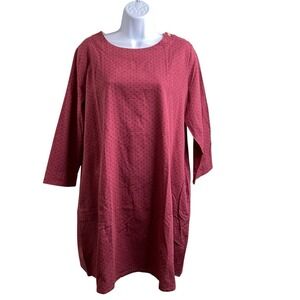 STUDIO CLIP JAPAN Red Linen Blend Dress One Size/XXL Lagenlook Natural Casual